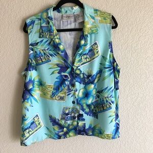 Studio Ease 16 Top Aloha Hawaiian Tropical Blue